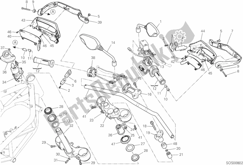 Alle onderdelen voor de Stuur En Bedieningselementen van de Ducati Hypermotard Hyperstrada 939 Thailand 2016